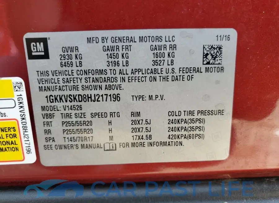 1GKKVSKD8HJ217196# 14