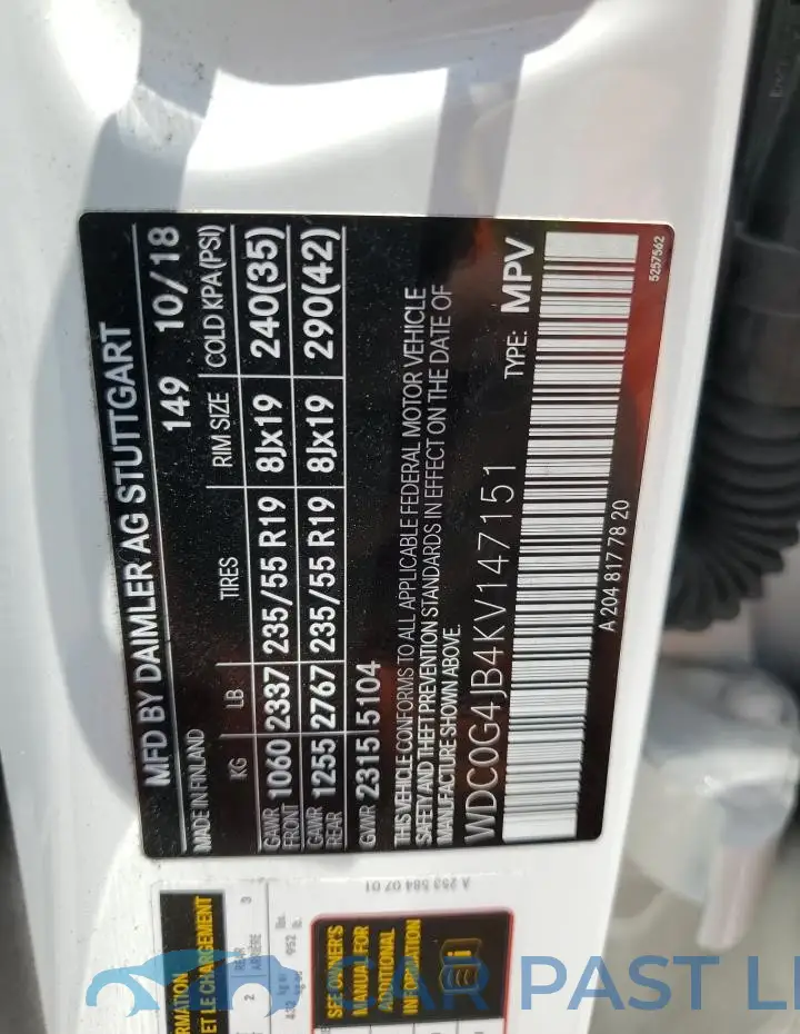 WDC0G4JB4KV147151# 14