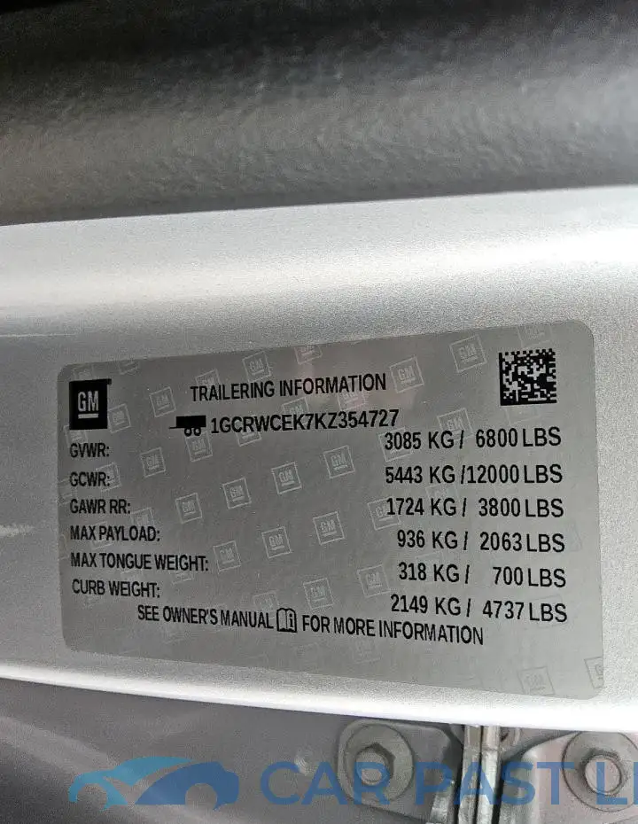1GCRWCEK7KZ354727# 12