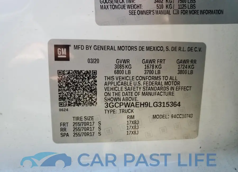 3GCPWAEH9LG315364# 12