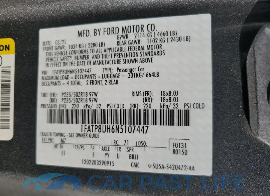 1FATP8UH6N5107447# 13
