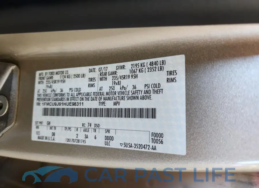 1FMCU9J91HUE98311# 13