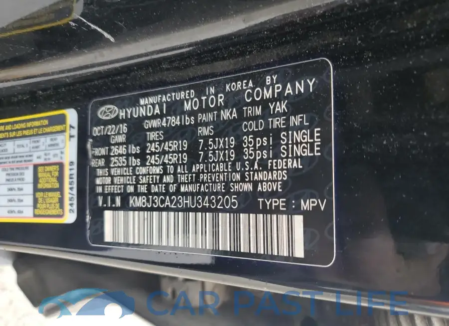 KM8J3CA23HU343205# 13