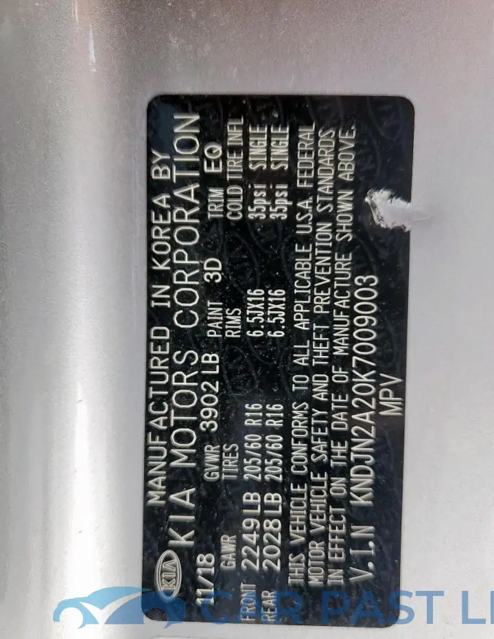 KNDJN2A20K7009003# 12