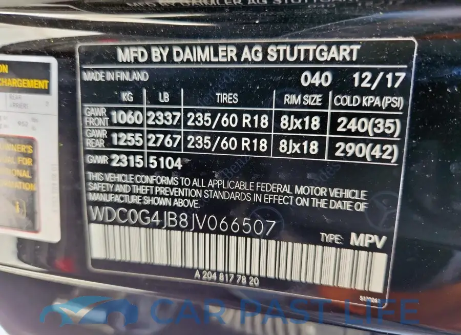 WDC0G4JB8JV066507# 13