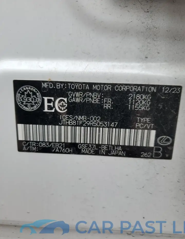JTHB81F29R5053147# 12