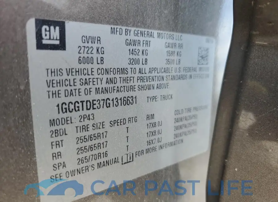 1GCGTDE37G1316631# 13