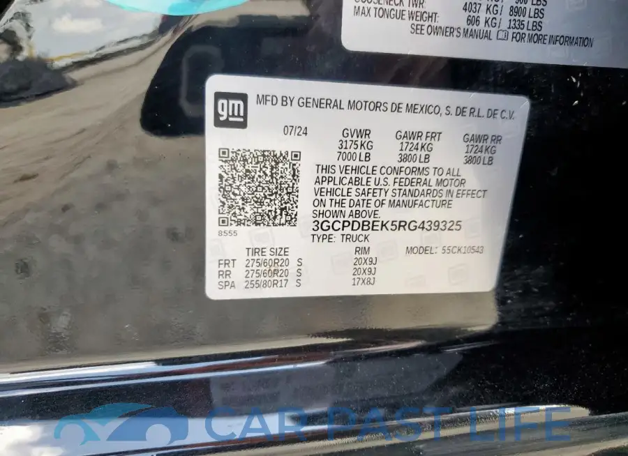 3GCPDBEK5RG439325# 12
