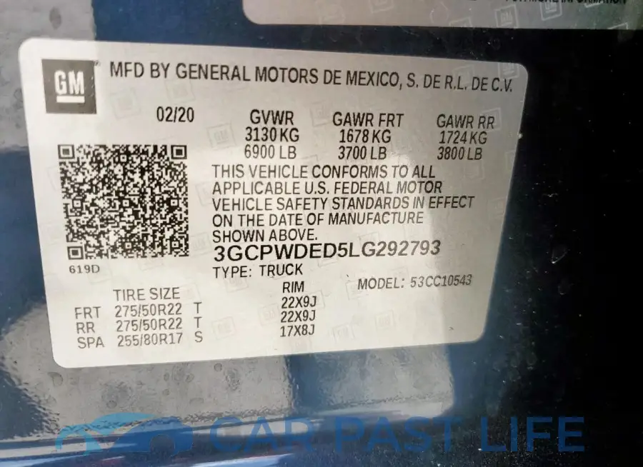 3GCPWDED5LG292793# 12