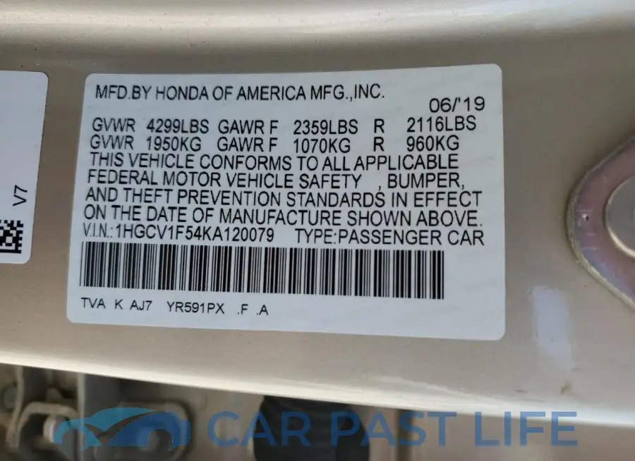 1HGCV1F54KA120079# 13