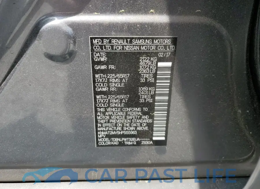 KNMAT2MV5HP555963# 14