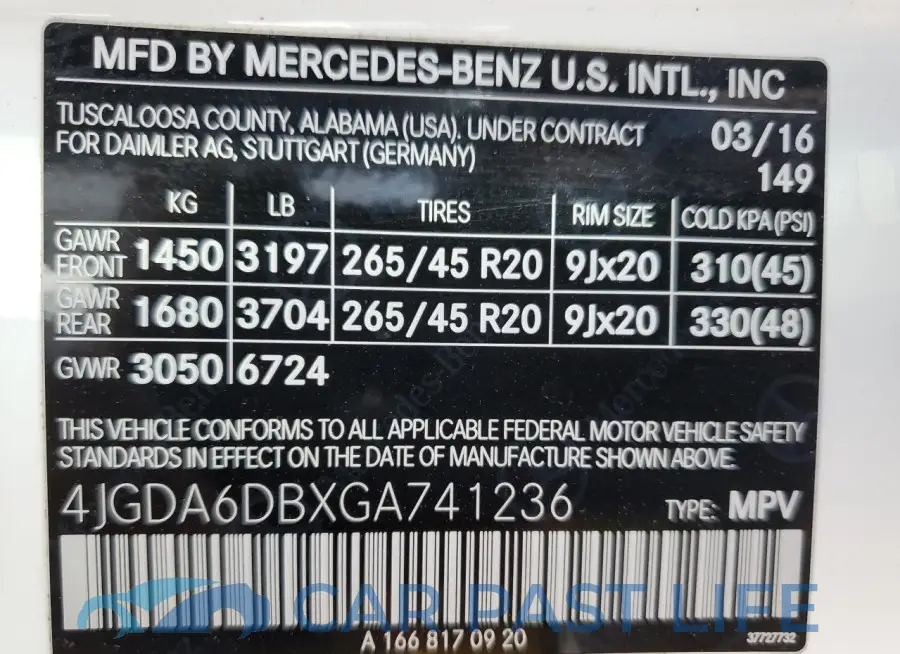 4JGDA6DBXGA741236# 14
