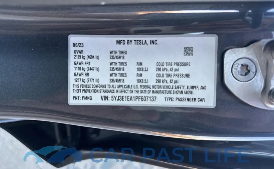 5YJ3E1EA1PF607137# 10