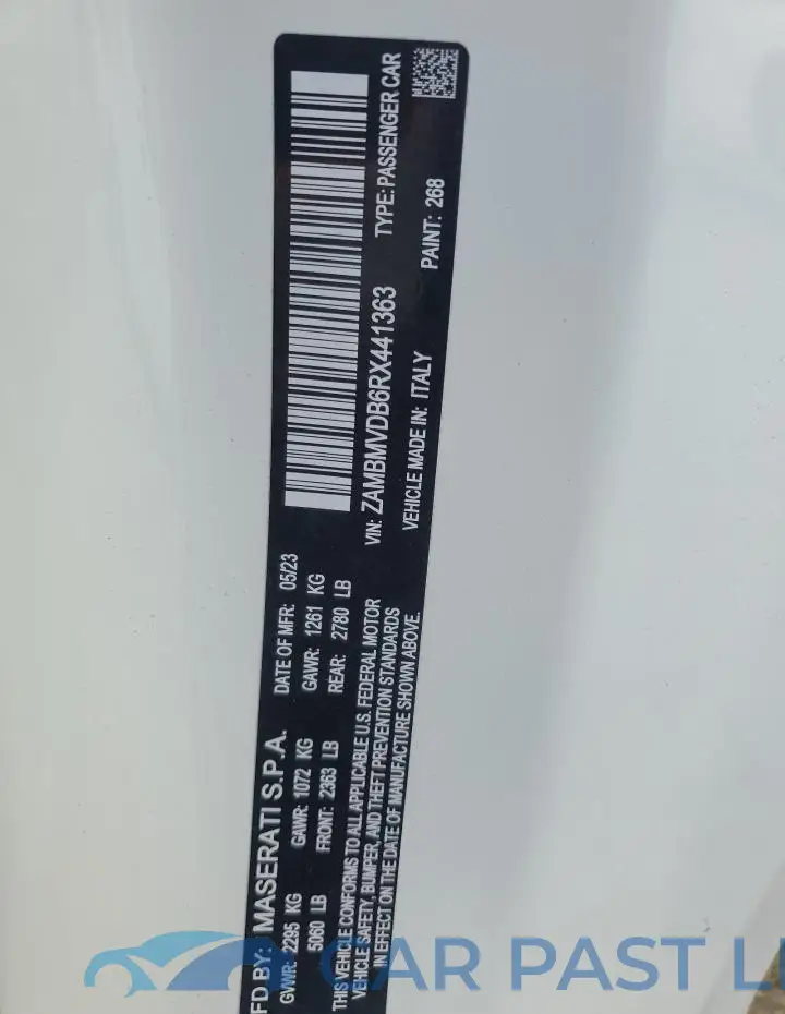 ZAMBMVDB6RX441363# 13