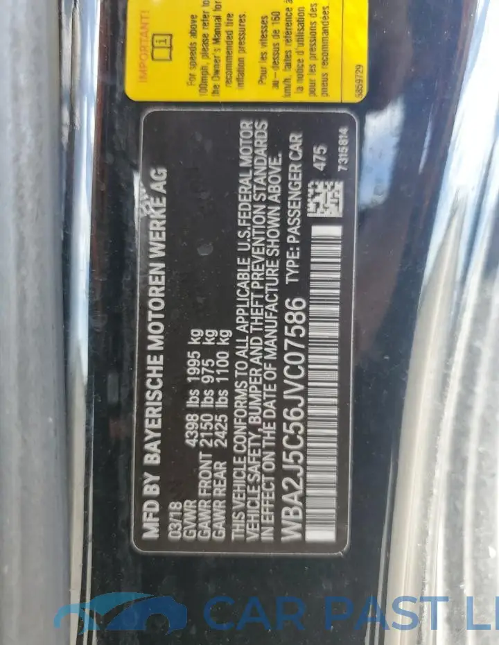 WBA2J5C56JVC07586# 12