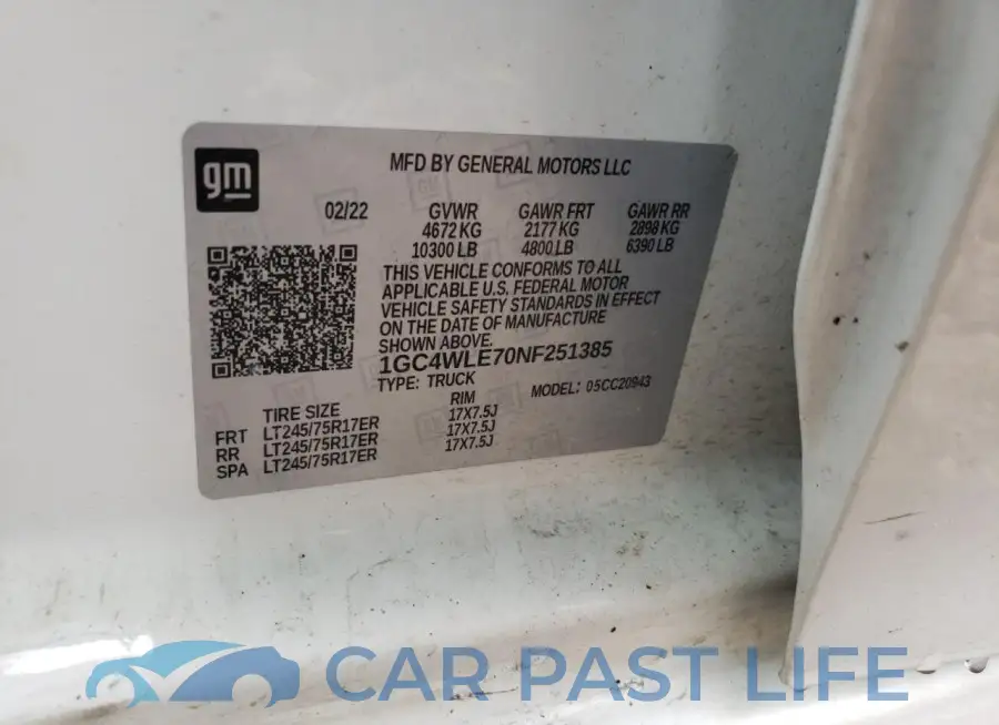 1GC4WLE70NF251385# 12