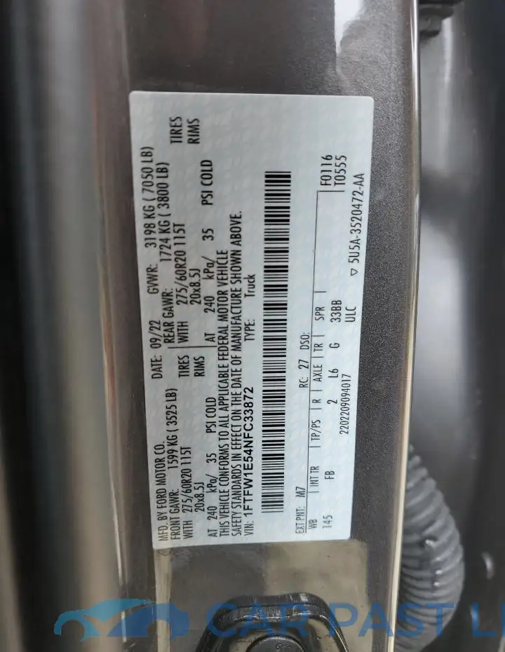 1FTFW1E54NFC33872# 12