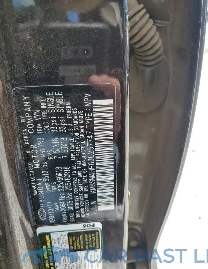 KM8SM4HF6JU257747# 12