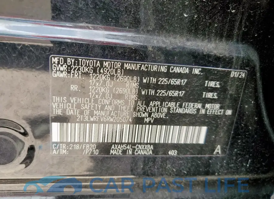 2T3LWRFV6RW205074# 13