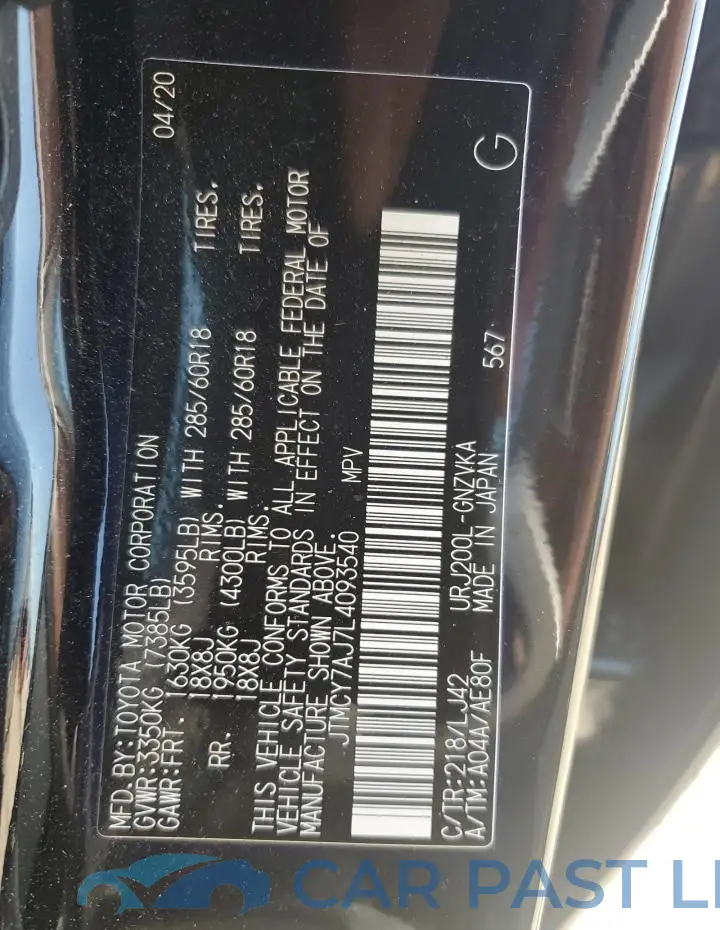 JTMCY7AJ7L4093540# 12