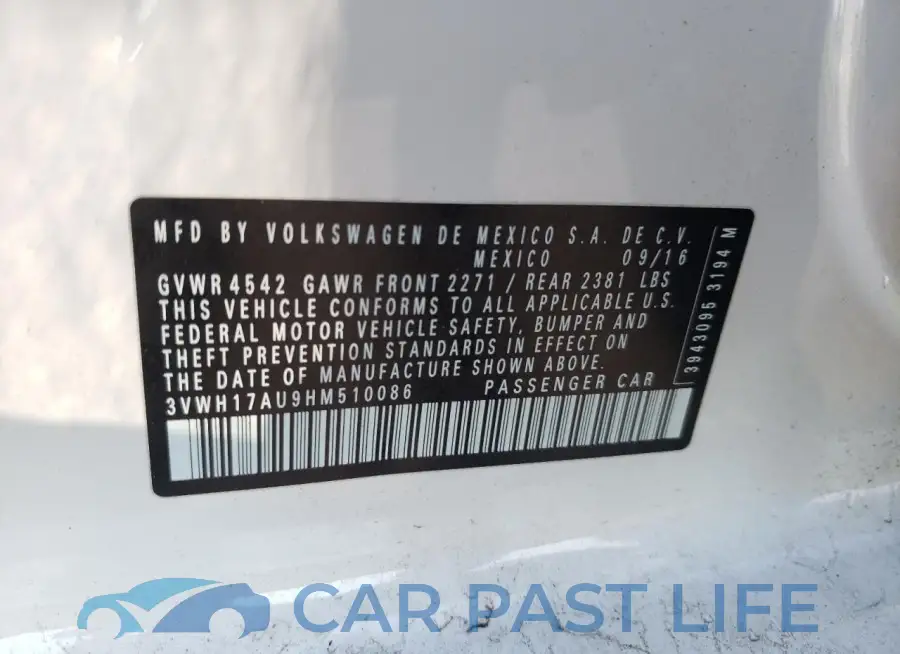3VWH17AU9HM510086# 12