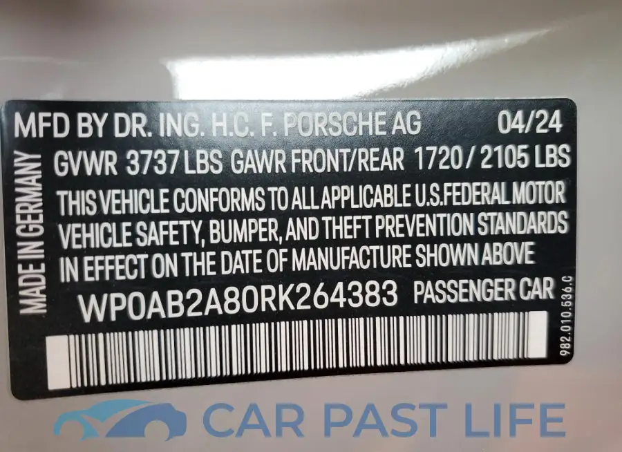 WP0AB2A80RK264383# 12