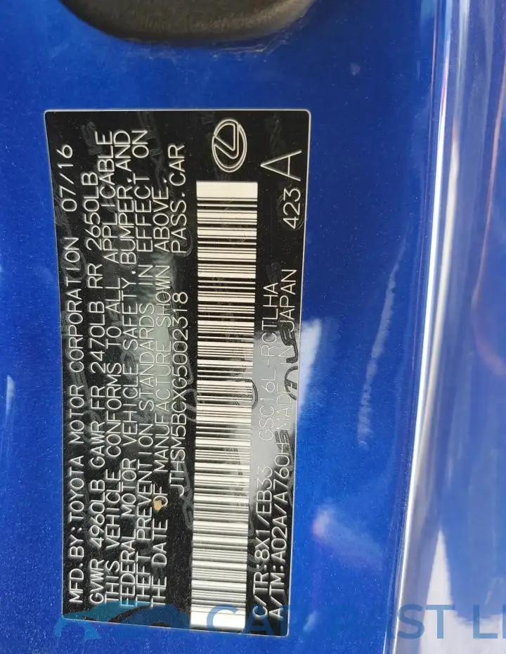 JTHSM5BCXG5002318# 13