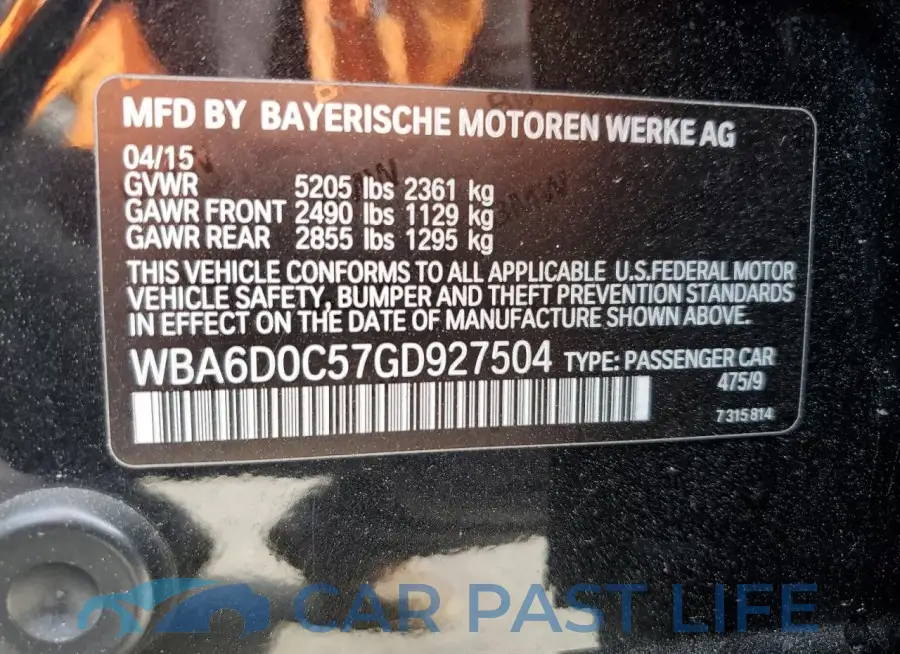 WBA6D0C57GD927504# 12
