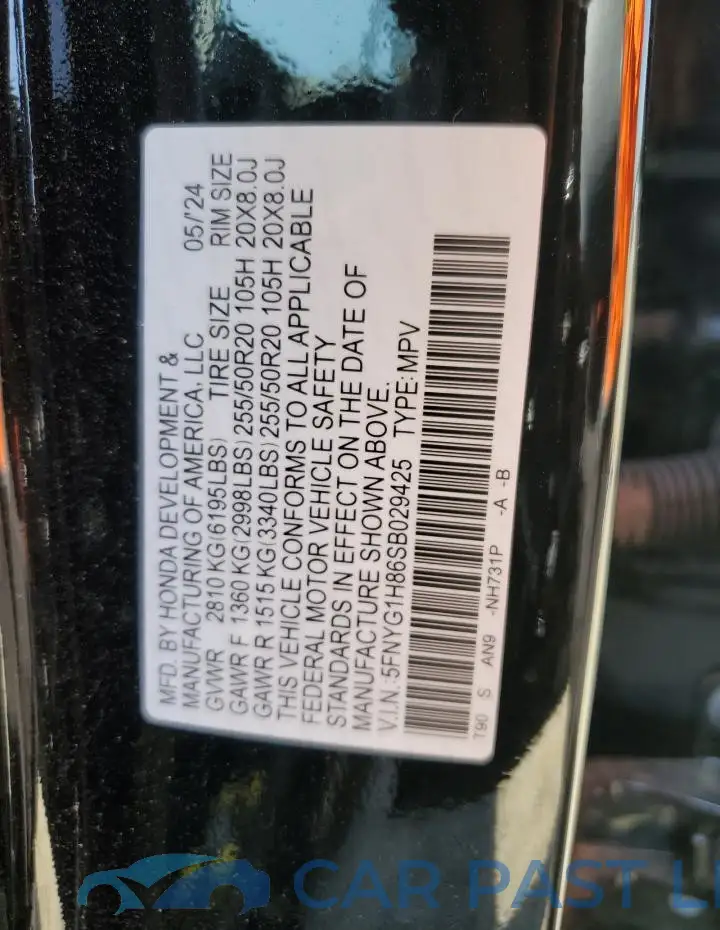 5FNYG1H86SB029425# 13