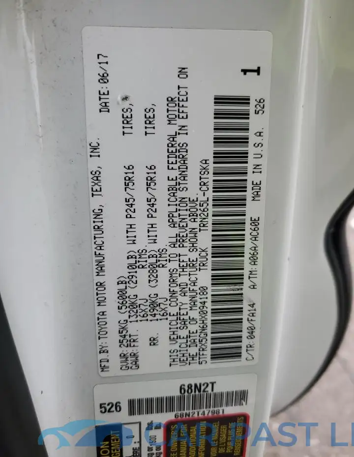 5TFRX5GN6HX094180# 12