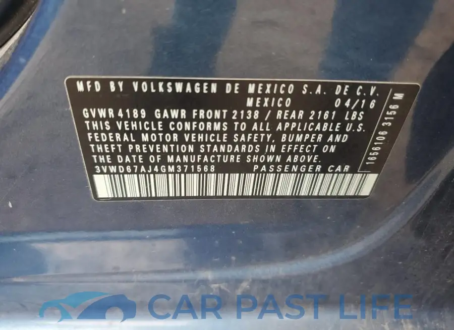 3VWD67AJ4GM371568# 12