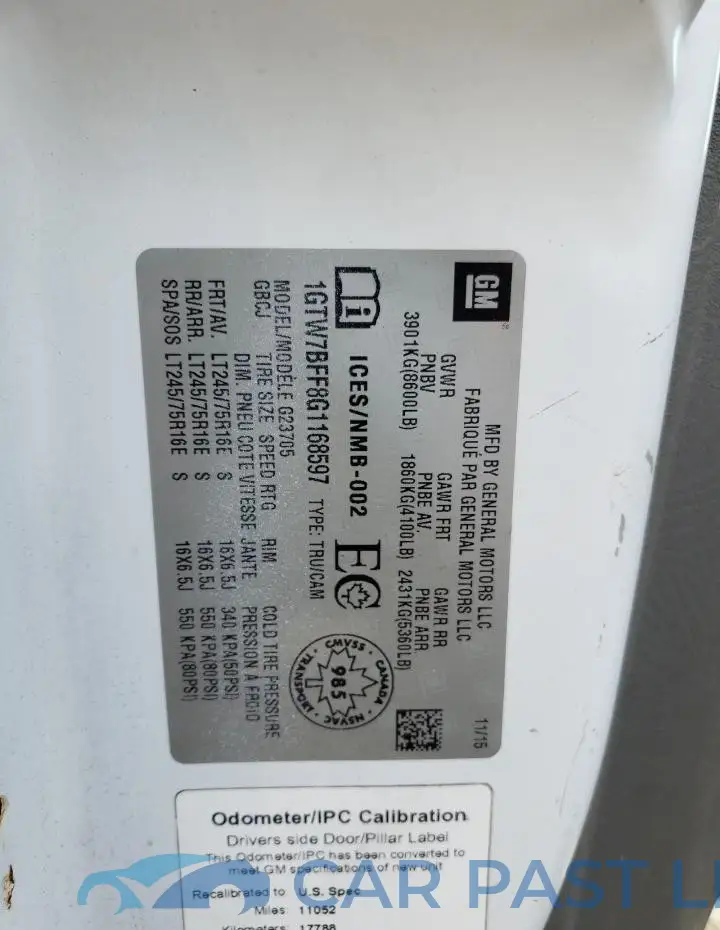 1GTW7BFF8G1168597# 12