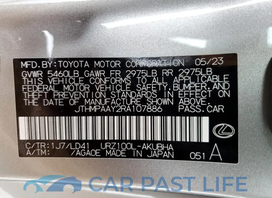 JTHMPAAY2RA107886# 13