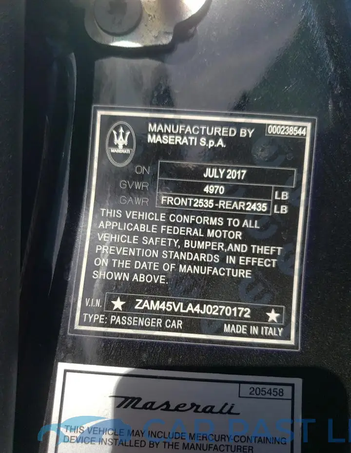ZAM45VLA4J0270172# 13