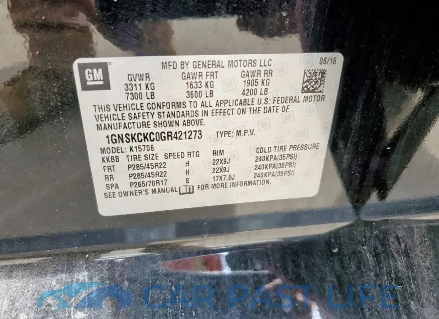 1GNSKCKC0GR421273# 13