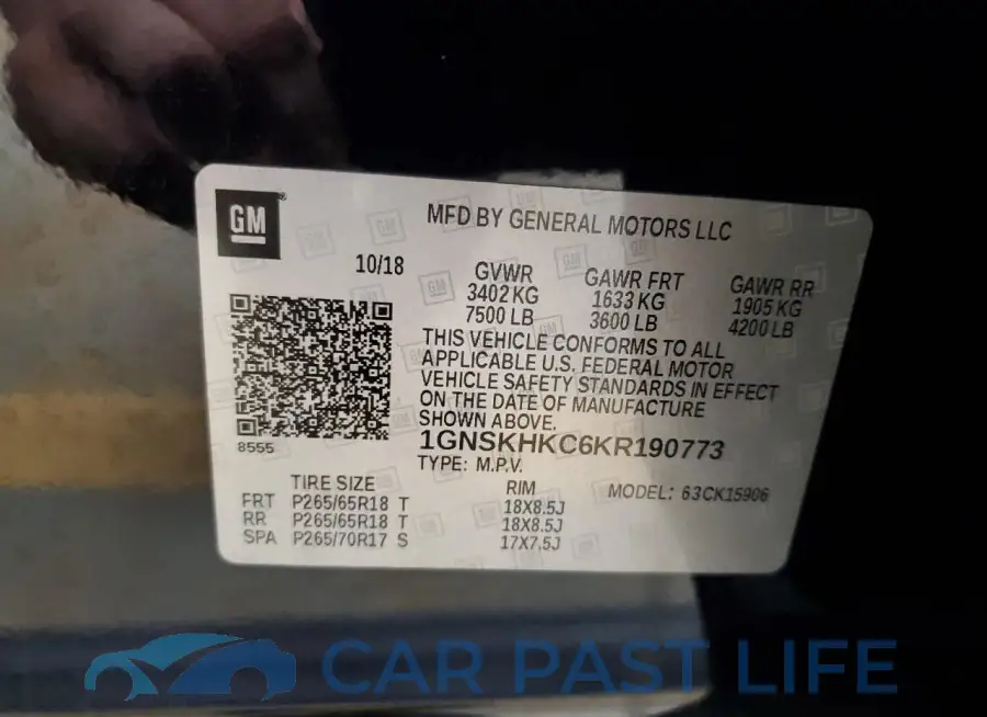 1GNSKHKC6KR190773# 13