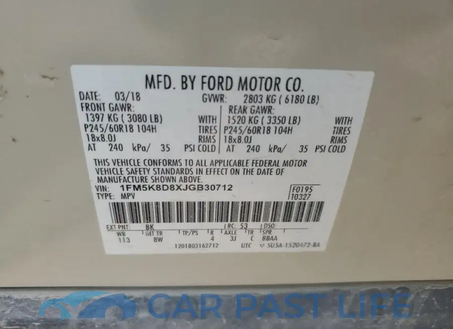 1FM5K8D8XJGB30712# 12