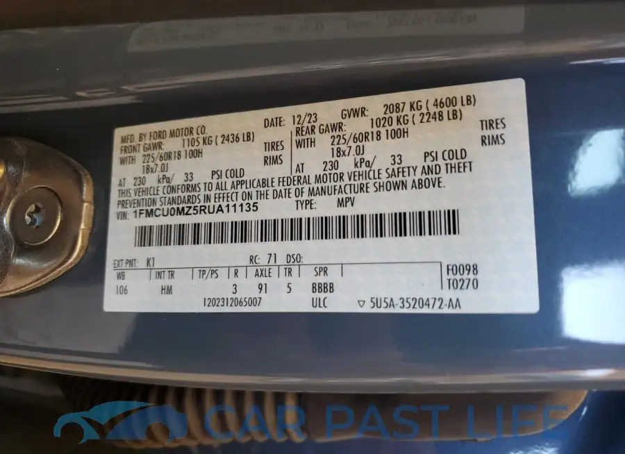 1FMCU0MZ5RUA11135# 13