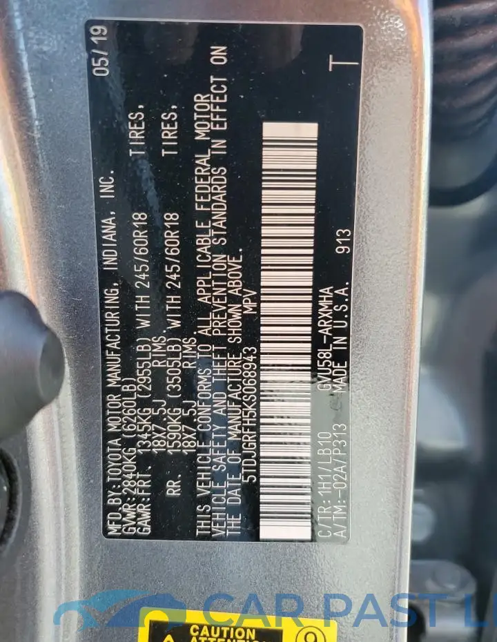 5TDJGRFH5KS068943# 14