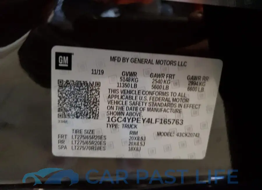 1GC4YPEY4LF165763# 12