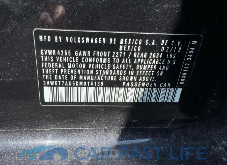 3VW5T7AU5KM01413# 10