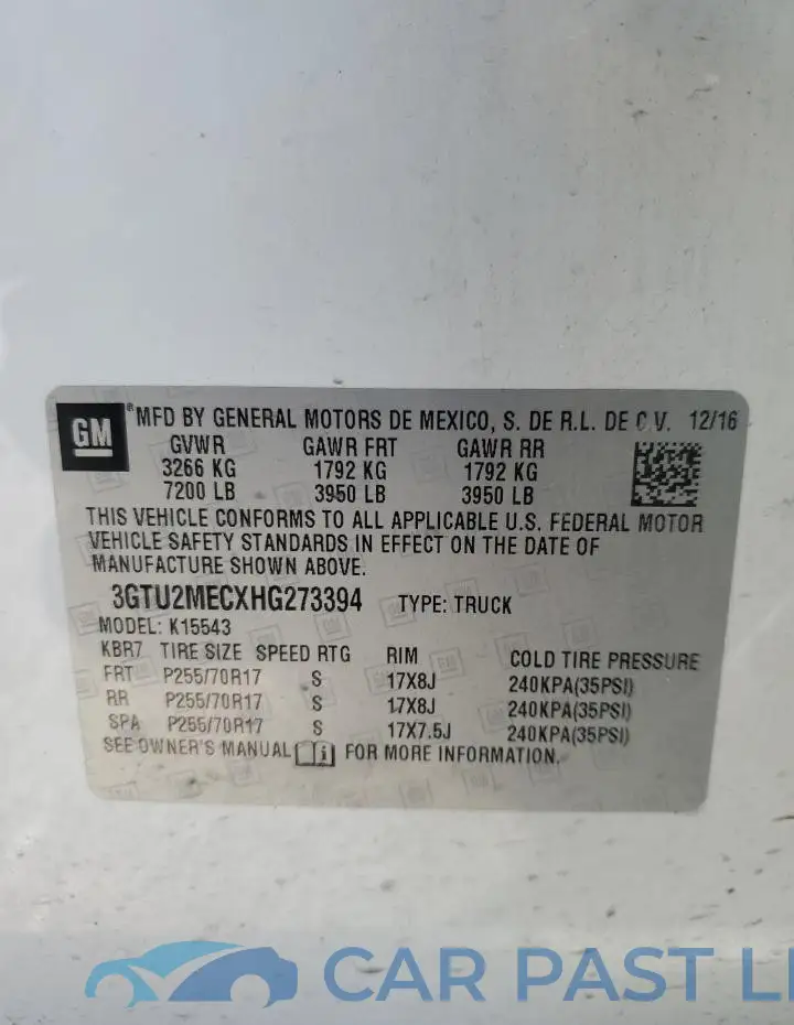 3GTU2MECXHG273394# 12