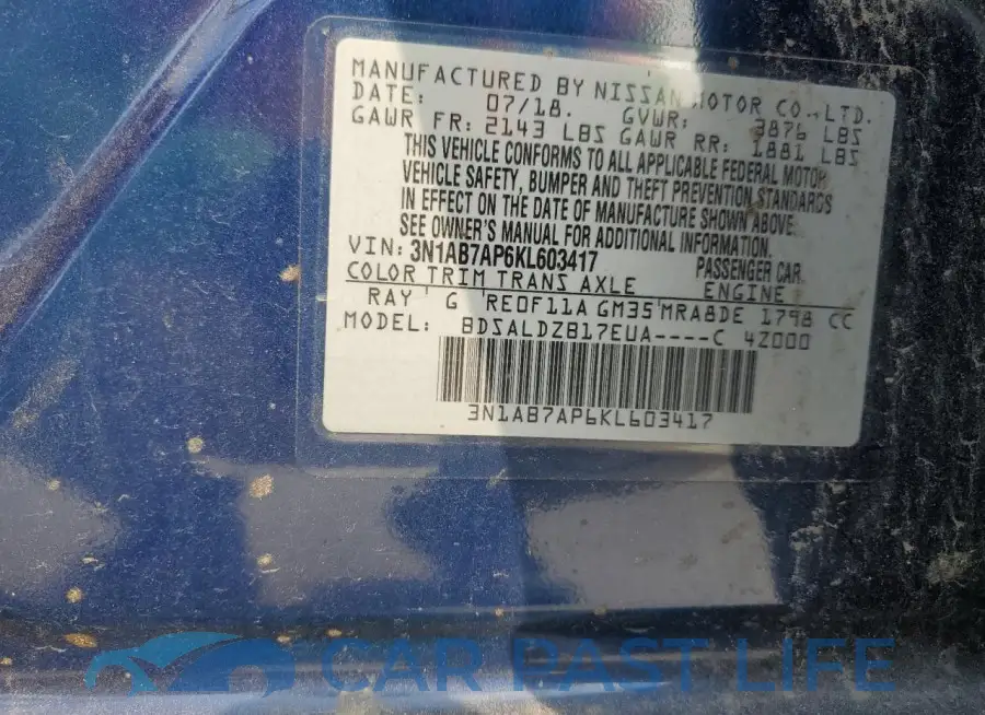 3N1AB7AP6KL603417# 12