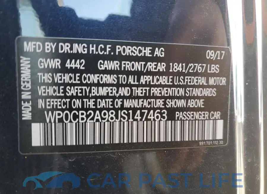 WP0CB2A98JS147463# 12