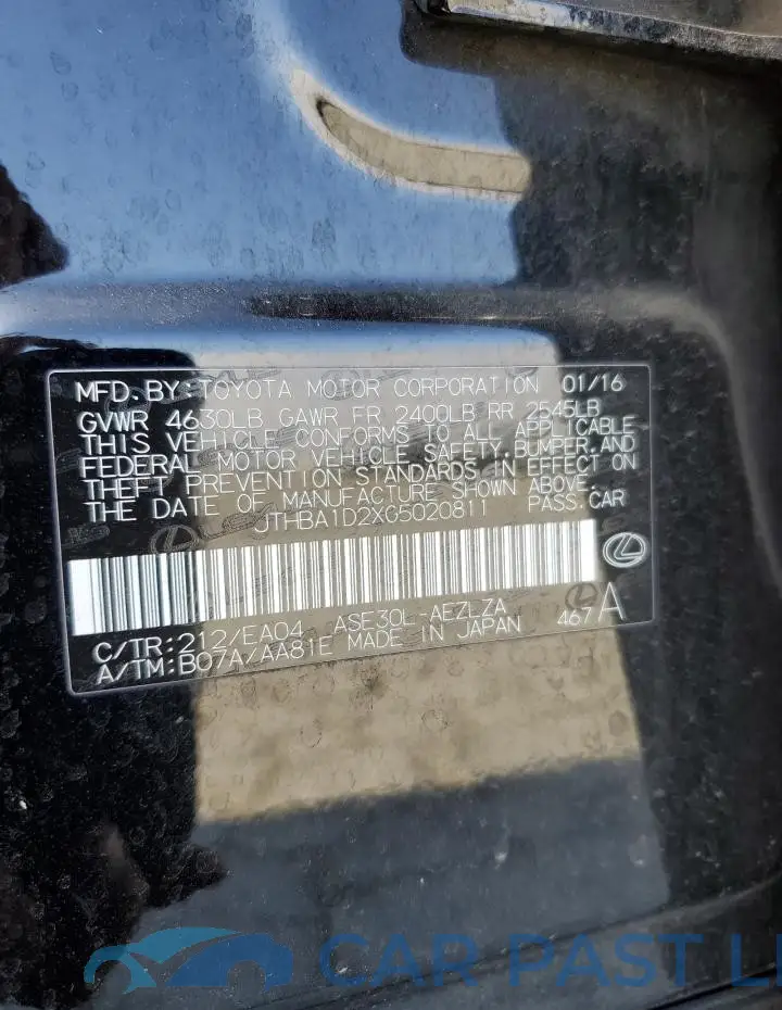 JTHBA1D2XG5020811# 12