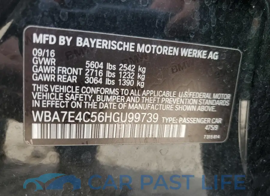 WBA7E4C56HGU99739# 13