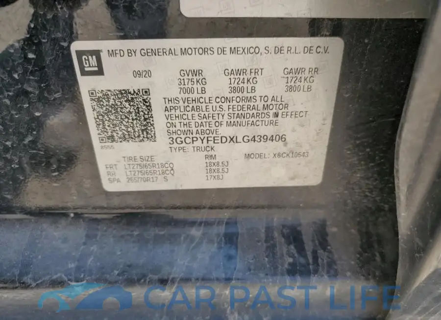 3GCPYFEDXLG439406# 13