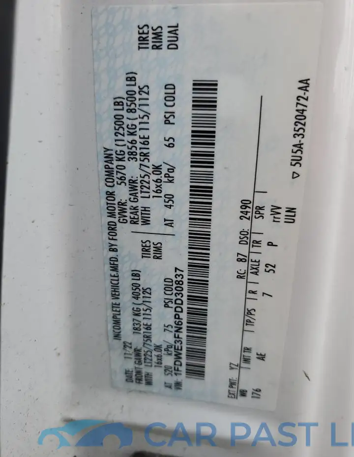 1FDWE3FN6PDD30837# 12