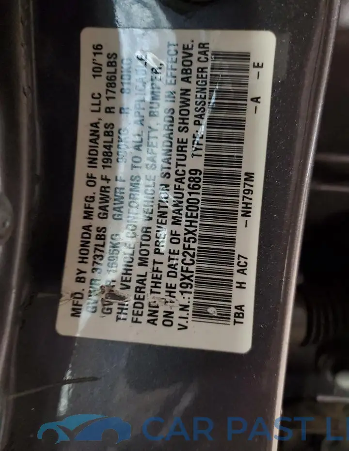 19XFC2F5XHE001689# 13