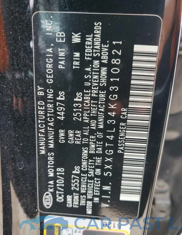 5XXGT4L34KG310821# 12